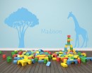 Girafe Safari Wall Decal avec nom personnalisé